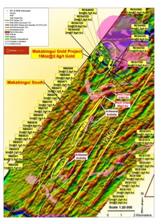 Figure 1. Makabingui & NE Trending Mineralised Zone